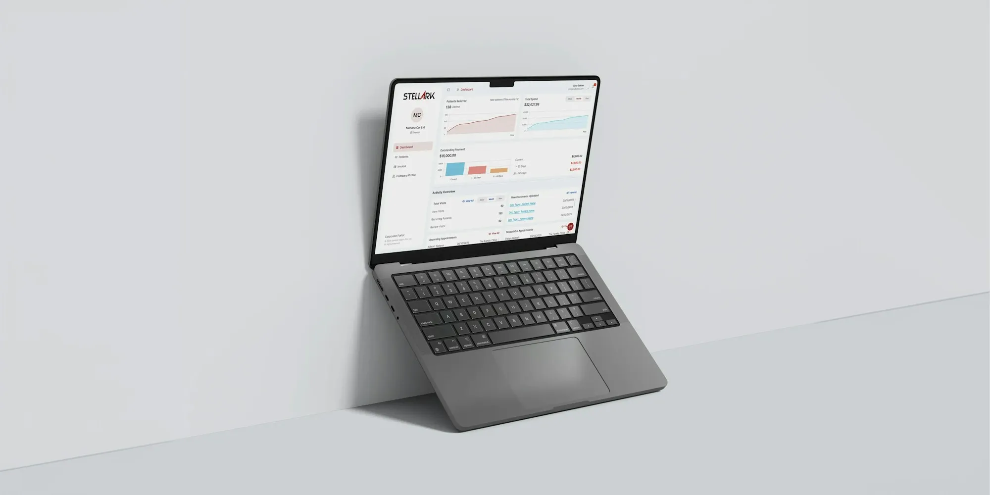 Laptop menampilkan dasbor data